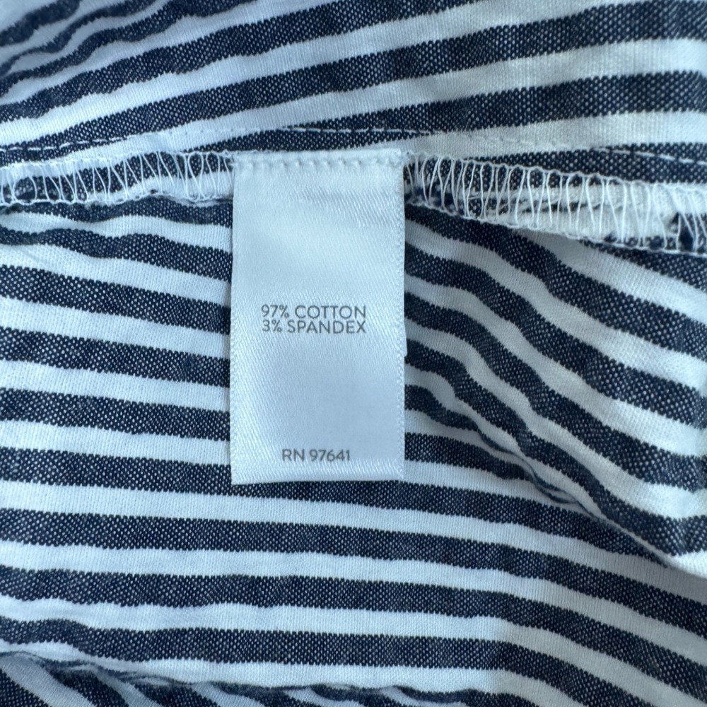 J.Jill Pleat-Front A-Line Midi Dress Bayside Blue White Stripe Size M NEW - Picture 10 of 11